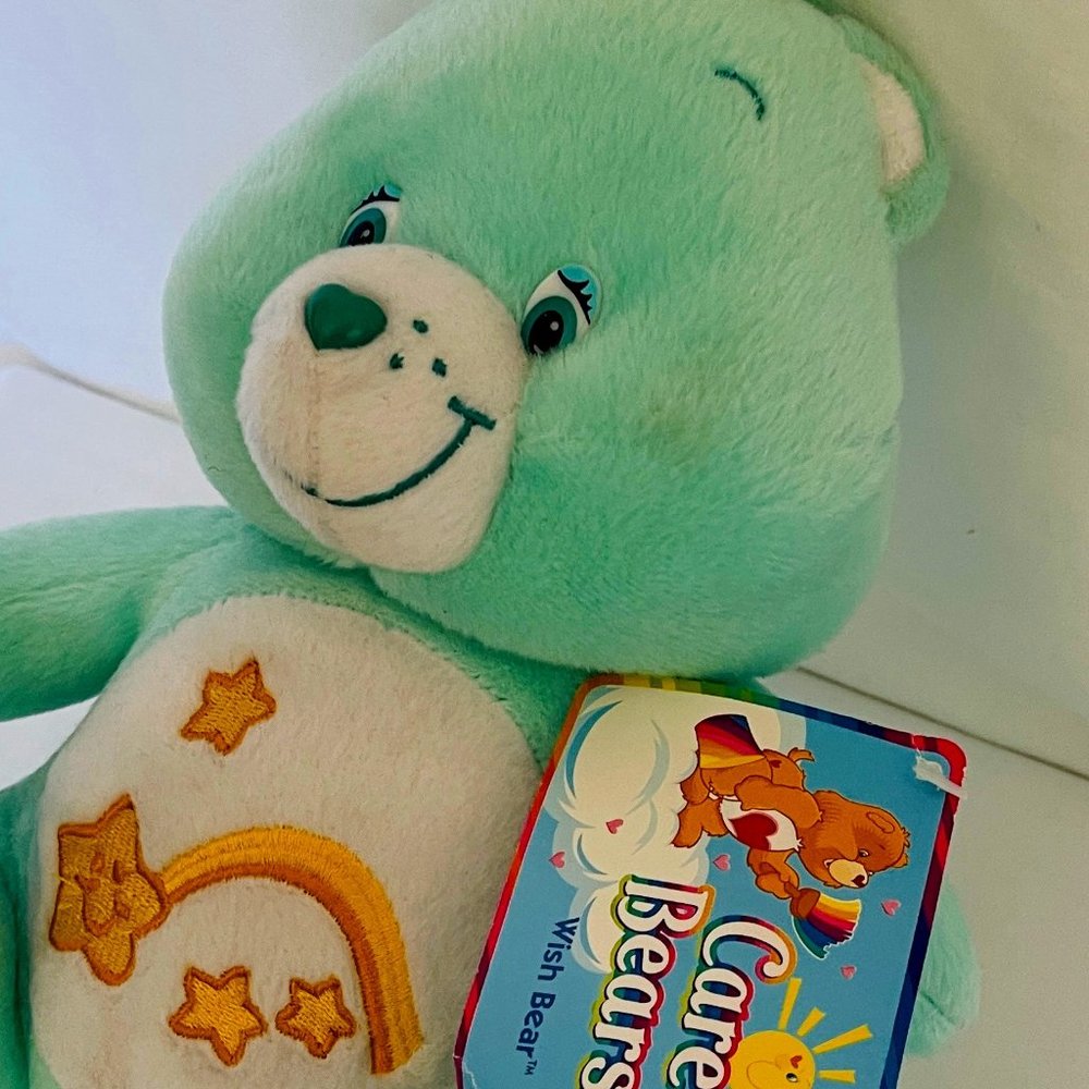 CARE BEARS (Wish Bear) 8" Plush. BLUE/Green.